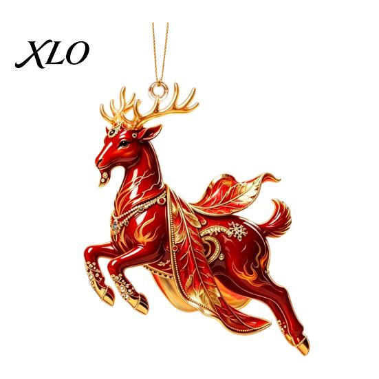 Indoor Holiday Tree Ornaments Galloping Goat Hanging Ornament, 2D Flat Acrylic Pendant, New Year Lightweight Pendants Decoration for Christmas