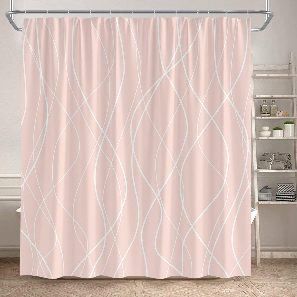 Black Striped Shower Curtains Modern Minimalism Lines Art Polyester Fabric Bathroom Bathtub Decor Bath Curtain Set With Hooks