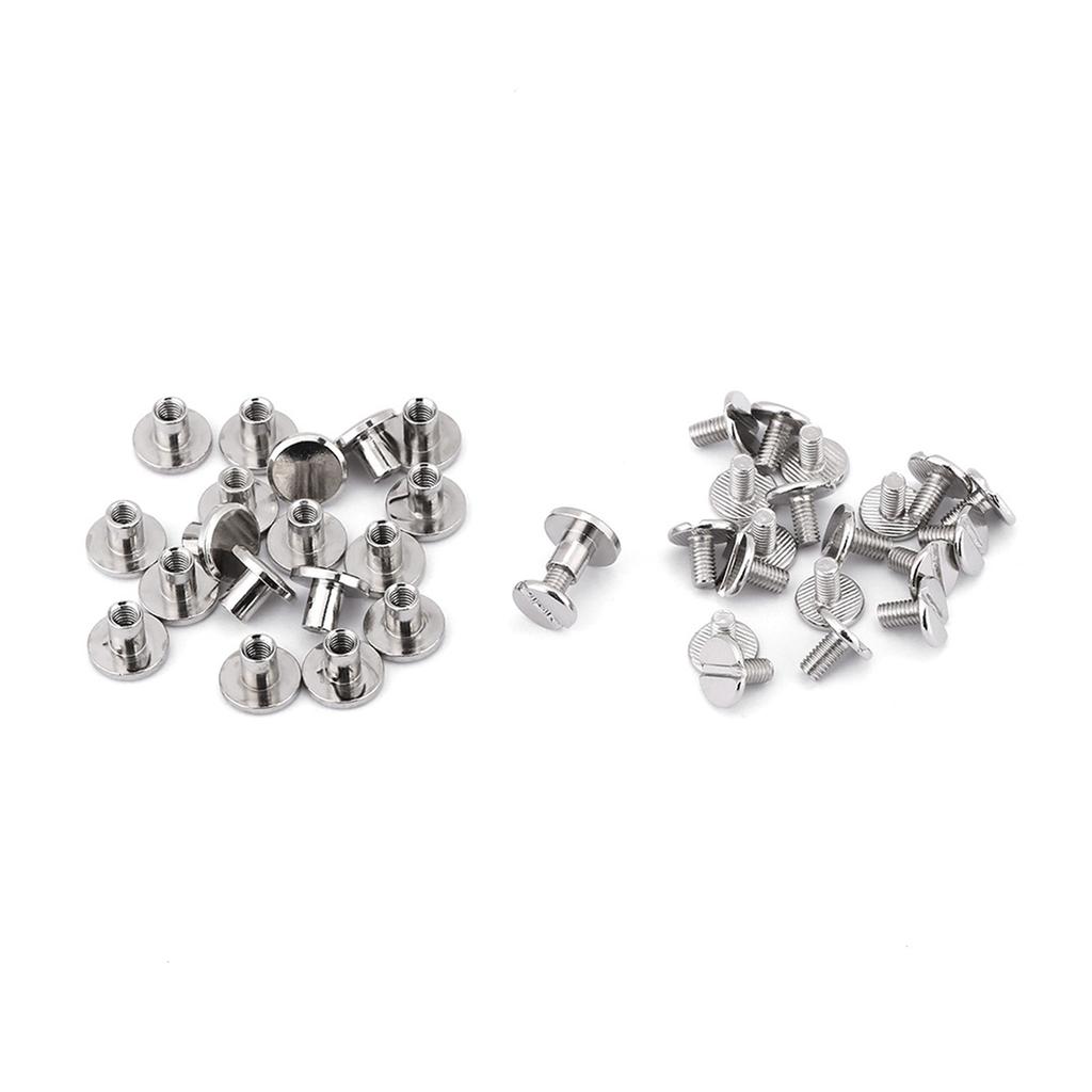 20PcsCelsiusset Brass Threaded Flat Head Nut Nail Rivets Screws Leather Craft Repair Supplies(5mm)