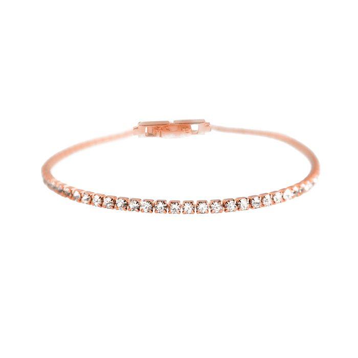 Bracelet - LUXENTER - Kayla - Finition or Rose 18 Carats - Zircone Cubique - Longueur 19 Cm
