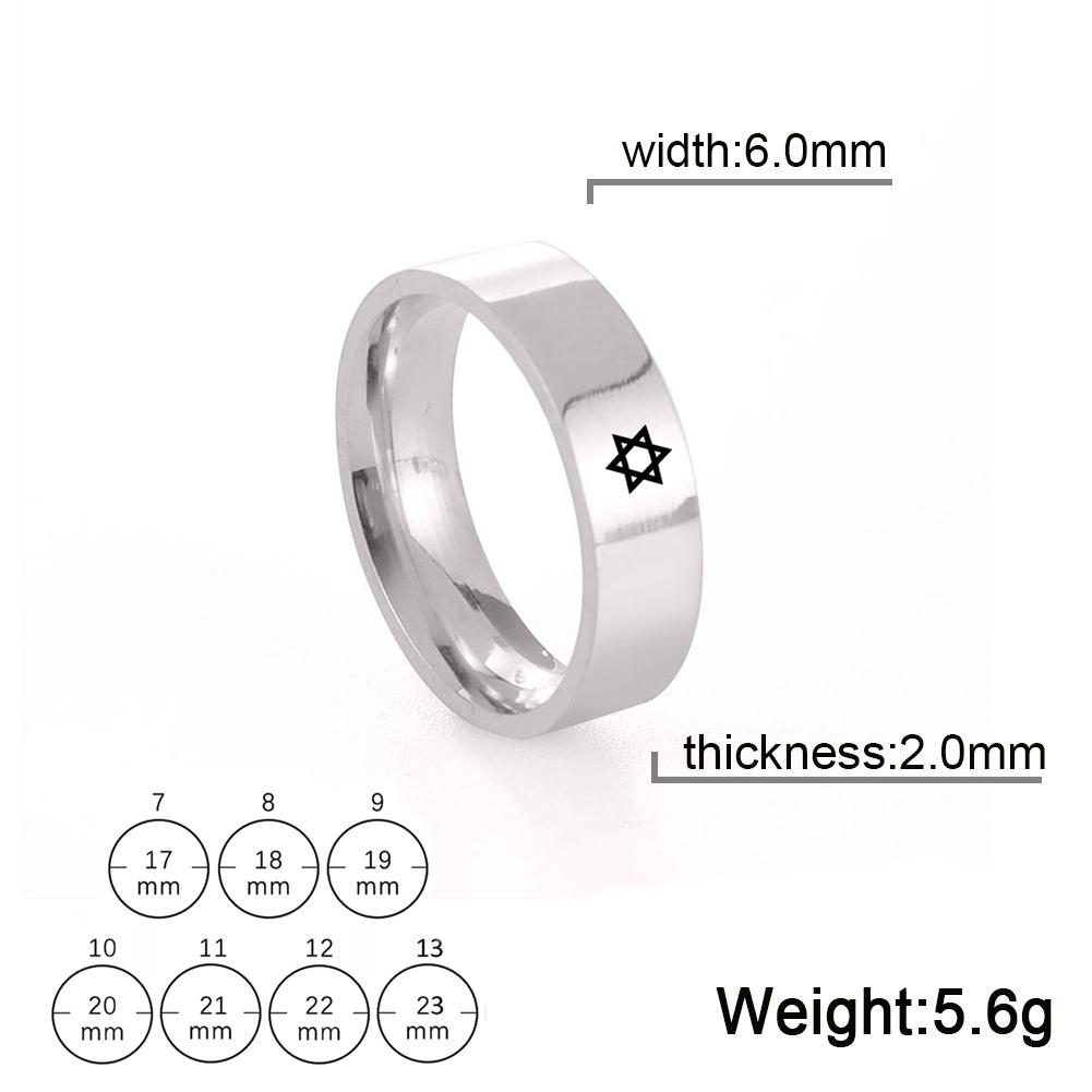 Jeshayuan Stainless Steel Star Of David Ring Israel Je Hexagram Ring Spiritual Jewelry For Men Women 8