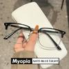 Trendy Metal Frame Myopia Glasses Men Women Blue Light Blocking Computer Eyewear Unisex Near Sight Eyeglasses Diopter 0 To -4.0