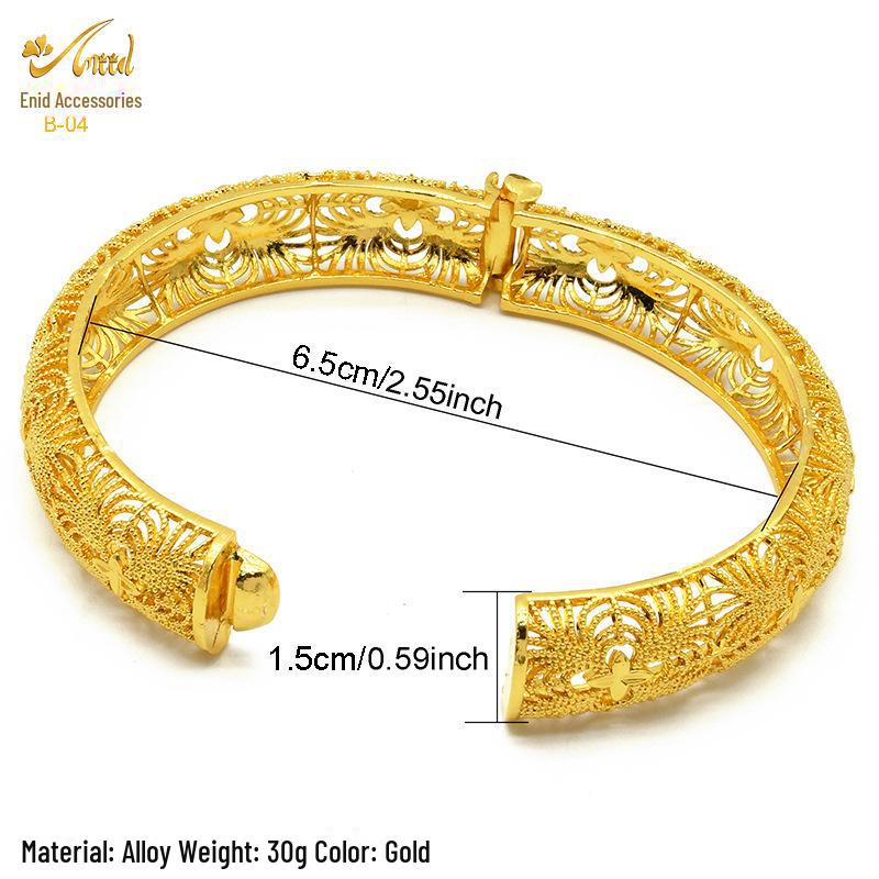 Alloy Spring Indian Gold-Plated Hollow Jewelry Set: Women's Bracelet Ring Bridal Accessories