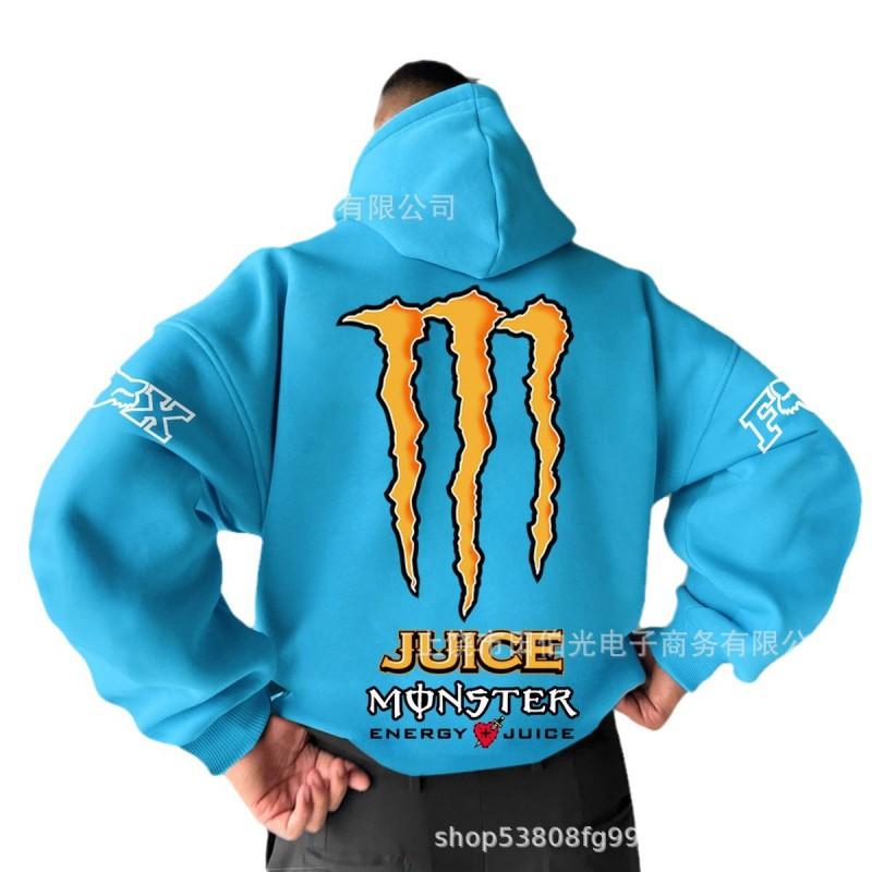Mens Hooded Sweatshirt With Demon Print Loose Fit Warm Winter Casual Streetwear