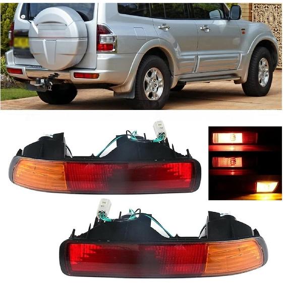 Compatible for Mitsubishi Pajero Montero V73 V75 V77 2001 2002 2003 Car Rear Bumper Brake Light Tail Turn Signal Reflector Lamp With Bulb(2pcs