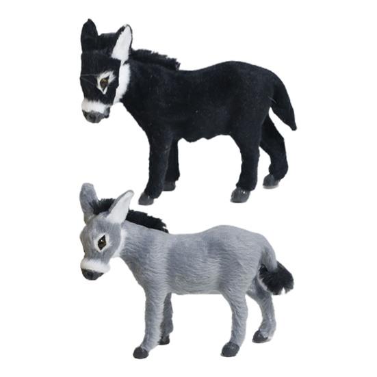 Donkey Ornament Artificial Fur Vivid Look Animal Crafts Miniature Figurine Decoration