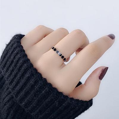Japanese Minimalist 18k Rose Gold Black Bean Fashion Ring for Women