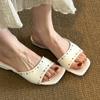2026 Summer Studded Shoes Women Flat Sandals Rivets Shoes Elegant Party Ladies Sandals White Daily Wear
