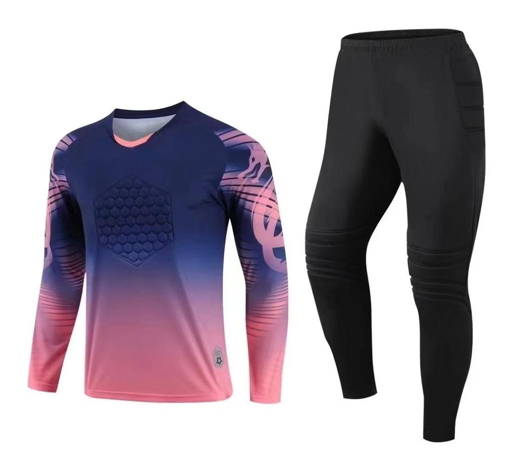 Adult Goalkeeper Long-Sleeve Jersey and Pants with Number Printing for Football Matches