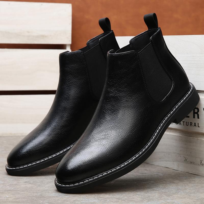 Men's Chelsea Boots Retro Style Comfortable Fashionable Men's Boots Pointed Toe Mid-Calf Chelsea Boots