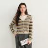 Women's Striped V-Neck Knit Cardigan