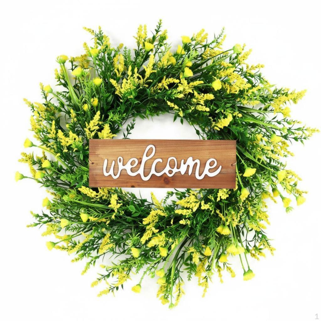 Lavender Flower Wreath Indoor Outdoor Artificial Lifelike Appearance for Fireplace Mantel