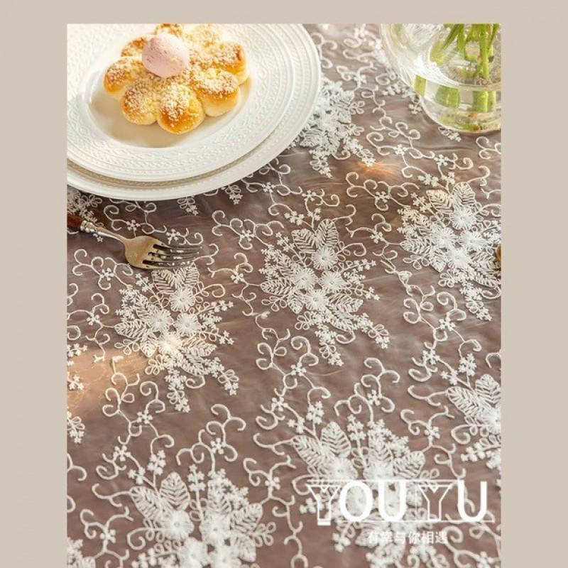 Lace Floral Tablecloth Round Dining Table Decorative Cover Ins Style Nordic Home Living Room Coffee Cloth