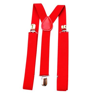 (SU)Mens / Womens One Size Suspenders Adjustable Suspenders With Heavy Duty Clip For Work, Red