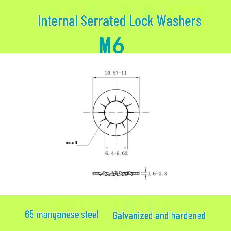 M3-M30 Blackened 65 Manganese Steel Multi-Tooth Inner Lock Washer (GB861.2)