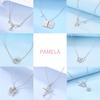 Angel's Wings Feather Necklace 925 Silver Original Blue Eyes Long Chain Link For Mom Women Wedding Party Jewelry Gift