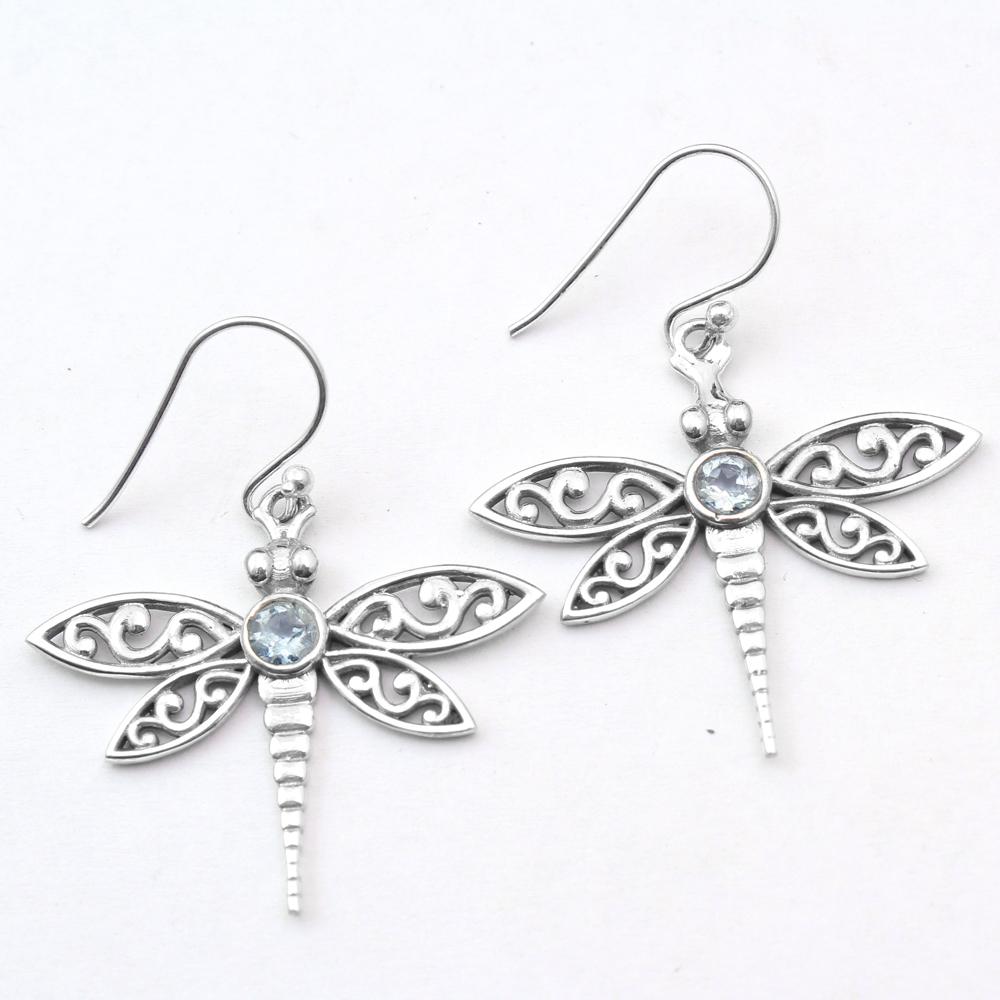 

Твердые Стерлингового Серебра 925 Драгоценных Камней Ювелирные Изделия Стрекоза Серьги Женщины Серьги Ручной Работы Висячие Серьги