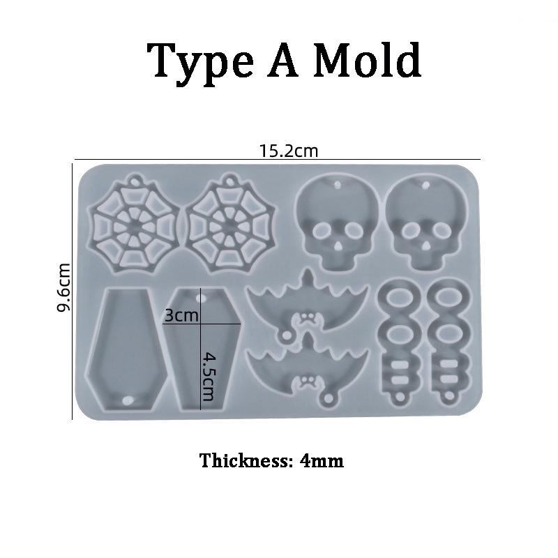 1 PC DIY Halloween Sammlung Anhänger Ohrringe Harz Form Kristall Silikon Form Epoxidharz handgemachten Schmuck LXY