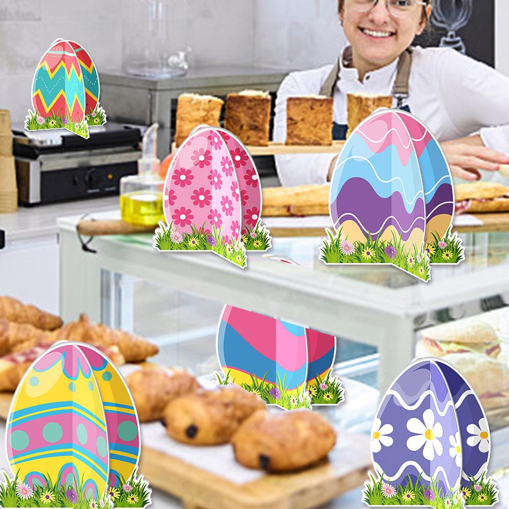 6pcs Easter Paper Easter Egg Three-dimensional Decoration, Desktop Decoration, for Rabbit Carnival, Parties, Home Decoration.