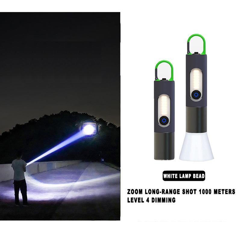 New Strong Light Flashlight Outdoor Multifunctional Camping Light  With Hook Work Light White Laser