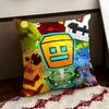 Cartoon GGeometry Dash Game Cushion Cover Reversible Soft Durable Pillow Cover Home  Car MultiScene Use for Daily Comfort