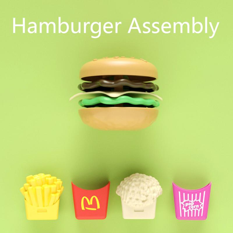 Children Hamburger Pretend Play Cooking Toys Set Mini Simulation Food Kitchen Toys For Girls Sandwich Fries Burger Assembly Game