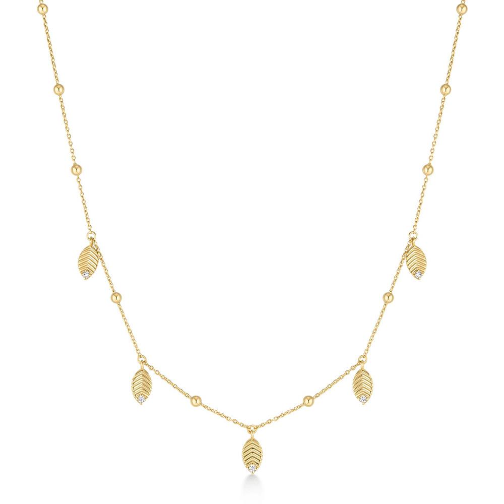 Ania Haie Gold Leaf Station 925 Silver Necklace N073-06G