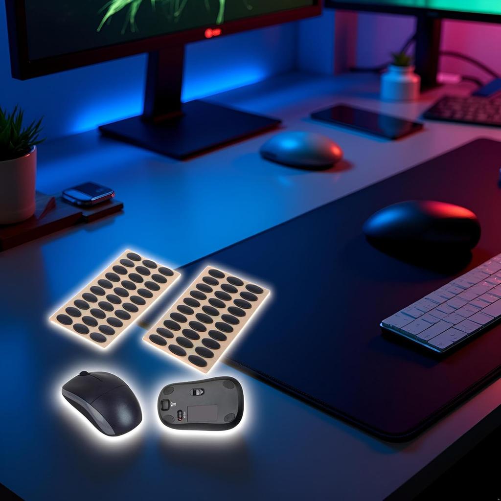 60Pcs Black Mouse Feet Sticker Skates Pads Replacement Feet for M215 / M310 / M325 Mouse Pads and Wrist Rests, Mouse Pads