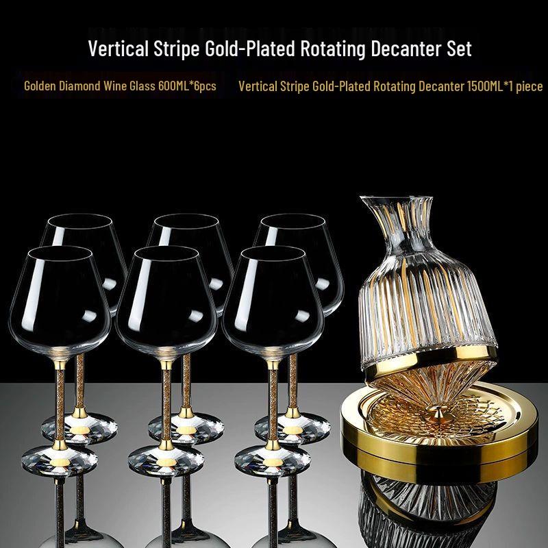 

European Style Handmade Crystal Glass Rotating Wine Decanter