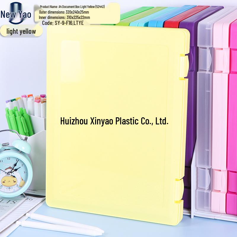 Large Capacity A4 File Box with Pen Slot & Clipboard for A5 Paper Storage