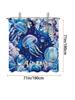 1Pc Blue Jellyfish Print Waterproof Shower Curtain Bathe Partition With 12 Hooks For Privacy Protection Easy Installation