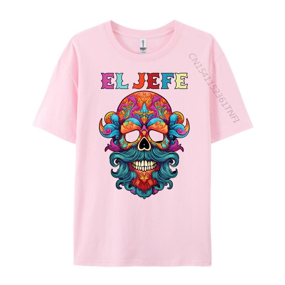 El Jefe Sugar Skull Men Day Of The Dead Dad Graphic T Shirts 100% Cotton Brand Clothing Vintage Style