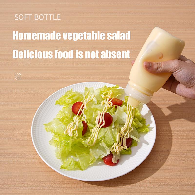 Squeeze Sauce Bottle Durable Leak Proof Refillable Plastic Condiment Container For Salad Ketchup Honey Jam Squeeze Sauce Bottle