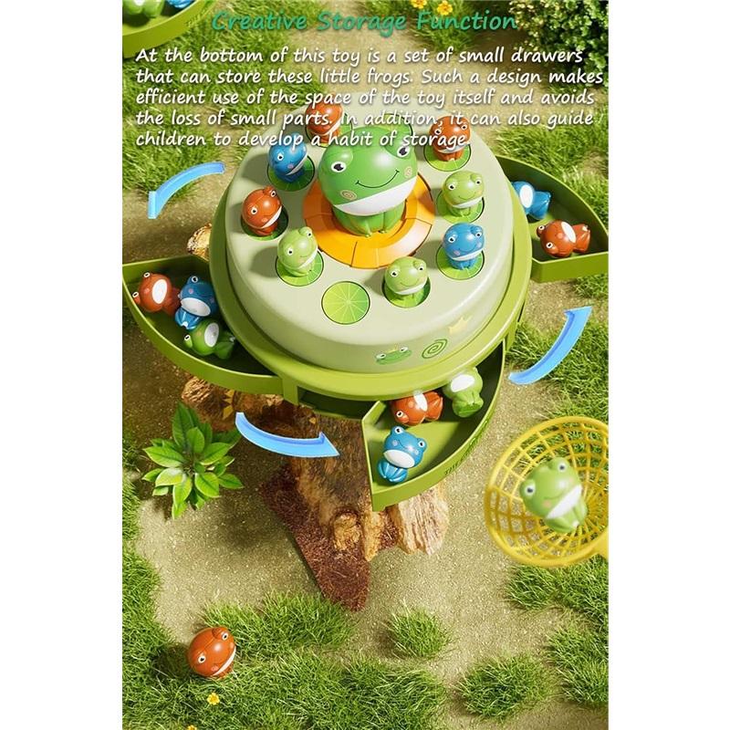 Electric Pop-Up Frog Game Toy Set, Musical Light Bouncing Frog Toy, Kids Concentration Training Family Party Board Game
