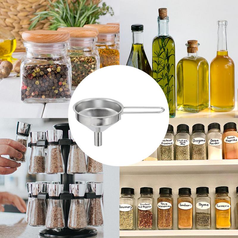 1PC Stainless Steel Mini Funnel Kitchen Oil Liquid Funnel With Stable Handle Wide Mouth Funnel For Canning Kitchen Tools