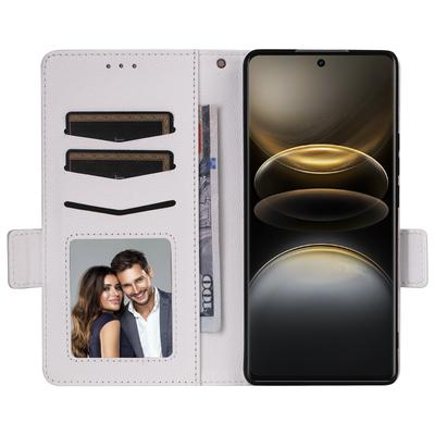 Funda para vivo X100 Ultra 5G con Correa de Muñeca Cartera de Cuero PU Textura Lichi Funda para Teléfono