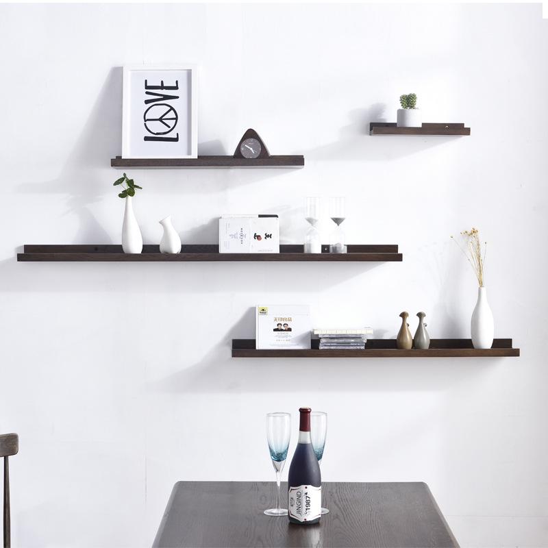 Nordic Wooden Wall-Mounted Shelf - Decorative Storage for Bedroom & Living Room