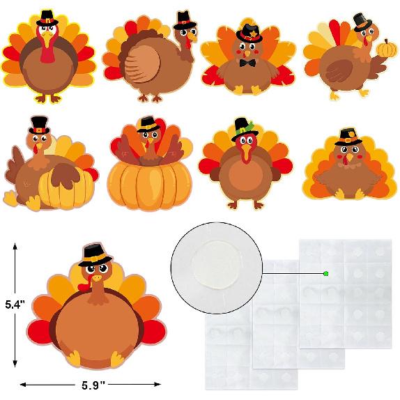 Ceiba Tree Thanksgiving Turkey Cutouts Turkey Bulletin Board Decorations Fall Cut-Outs Decor for Classroom Party Home