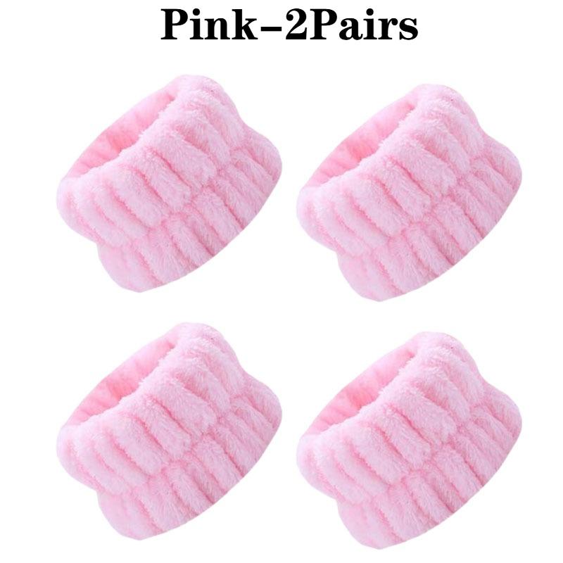 1/2Pairs Women Waterproof Face Wash Set Soft Wristband and Headband for Facial Cleaning Absorbent Microfiber Towel Wristband