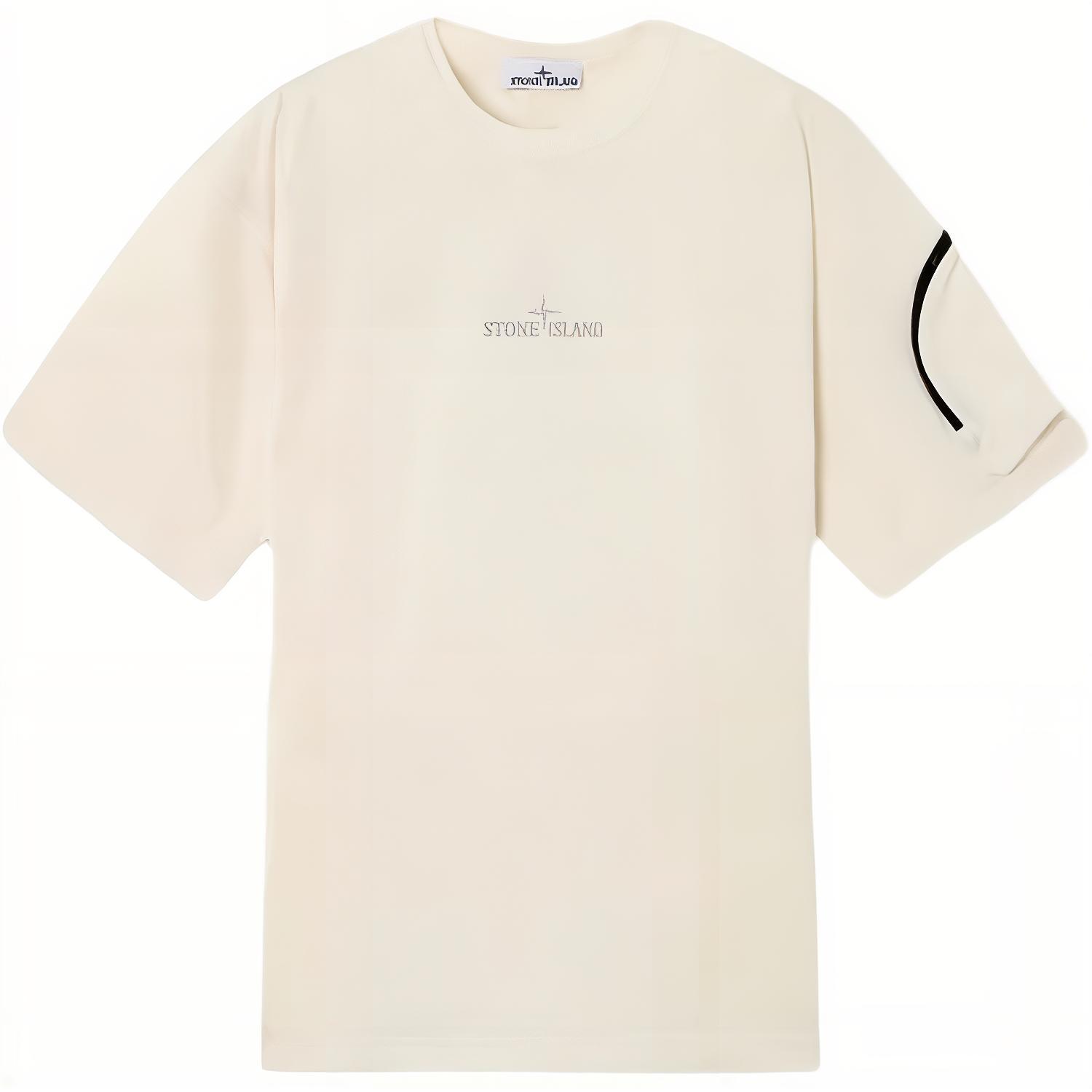 Stone Island SS25 Logo Ronde Hals Verlaagde Schouders Arm Ritszak Katoen Korte Mouw T-shirt Heren Tops K1S1521000-04S0115-V0093 L