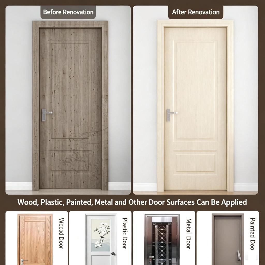 Self-Adhesive Wood Grain Door Sticker Peel & Stick Wooden Vinyl Wrap Furniture Renovation, Waterproof Wardrobe Cabinet Film Home Decor Wallpaper