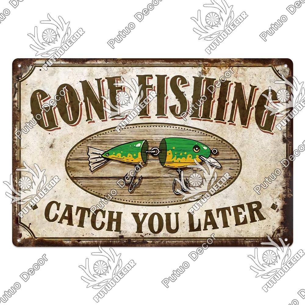 Putuo Decor Lake House Vintage Tin Signs Rustic Plaque Metal Plate Wall Art Decor for Living Room Kitchen and Entryway Posters