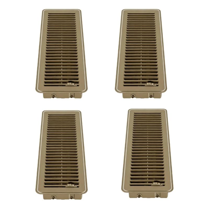 4Pcs Metal Floor Register Cover With Adjustable Louvers Smooth Quiet Airflow Anti-blocking Central Conditioner Grille