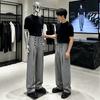 Old Money Style Striped Double-Breasted Wide-Leg Trousers CleanFit Loose Casual Pants Men Women