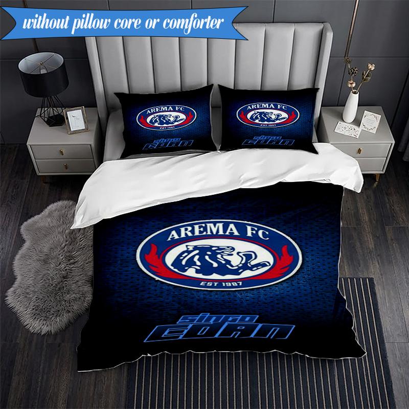 3PCS Arema Football club Printed Soft Bedding Set,Including 1pc Duvet Cover And 2pcs Pillowcases Perfect for Bedroom, Dormitory, Fan gift