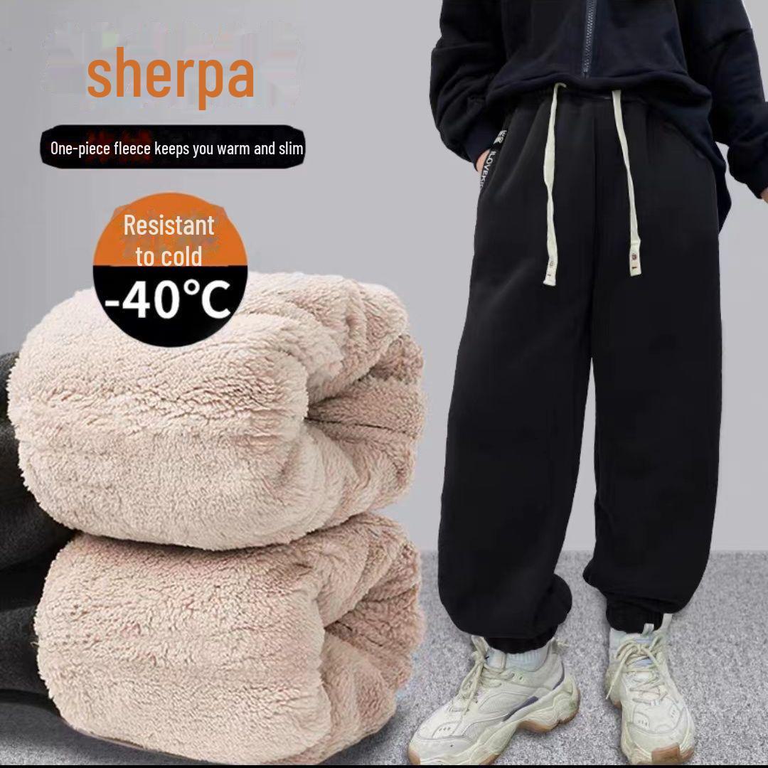 

Детские толстые флисовые спортивные штаны - повседневные брюки унисекс на осень/зиму с овечьим флисом 150cm чёрный