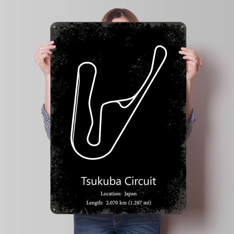 

Tsukuba Circuit Tin Plaque Poster Customized Wall Art Retro Vintage Metal Signs for Man Cave Room Decoration Home Decor Items 20x30cm（7.8x11.8inch）
