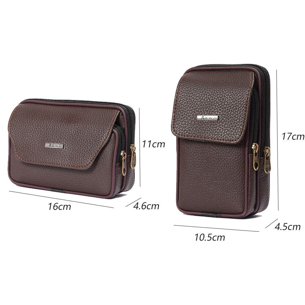 Casual PU Leather Men Waist Bag Travel Waterproof Bum Belt Pack Sport Comfortable Phone Pouch