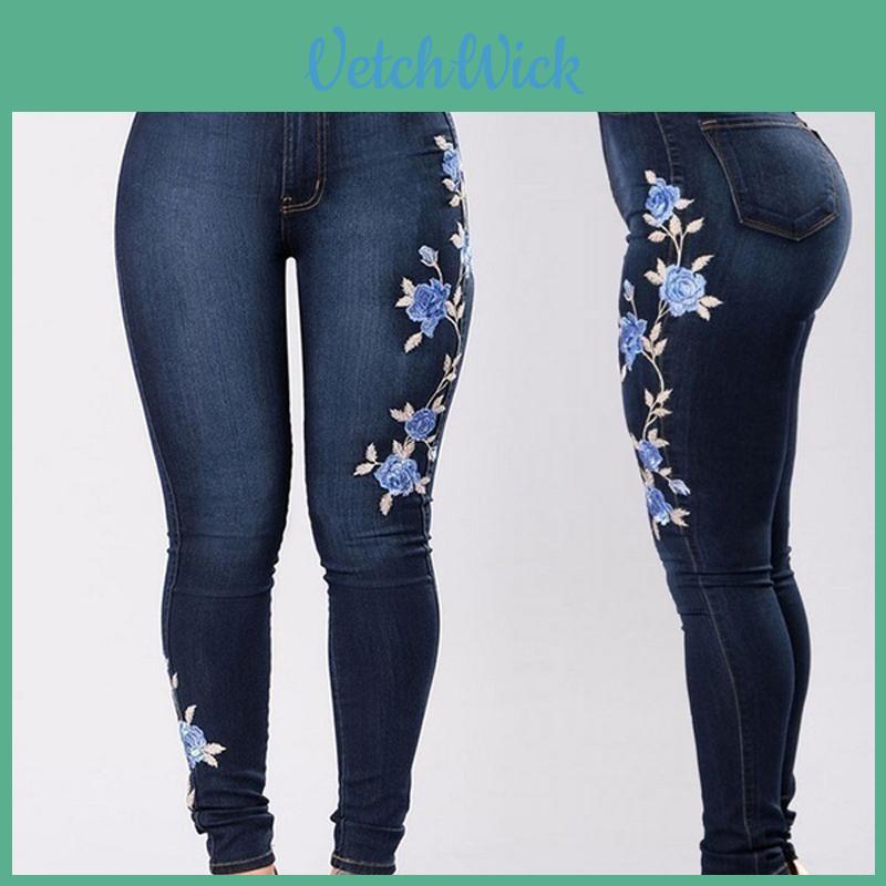 Premium Fashion Embroidered Women Skinny Sexy High-elastic Jeans For Casual Elegance