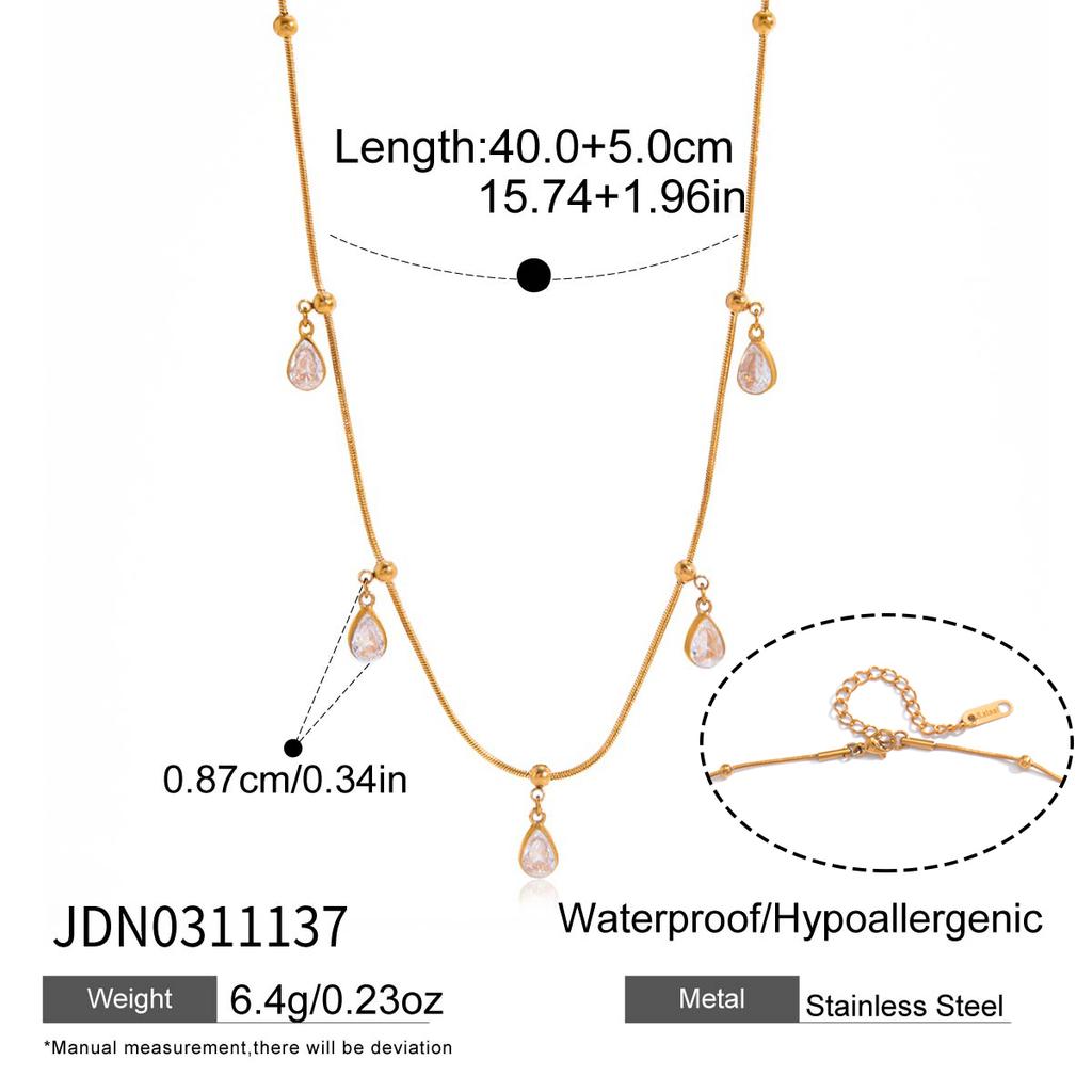 Youthway Minimalist Zircon Pendant Y Shape Chain Necklace For Women 18K Gold PVD Plated Stainless Steel Necklace Fashion Jewelry
